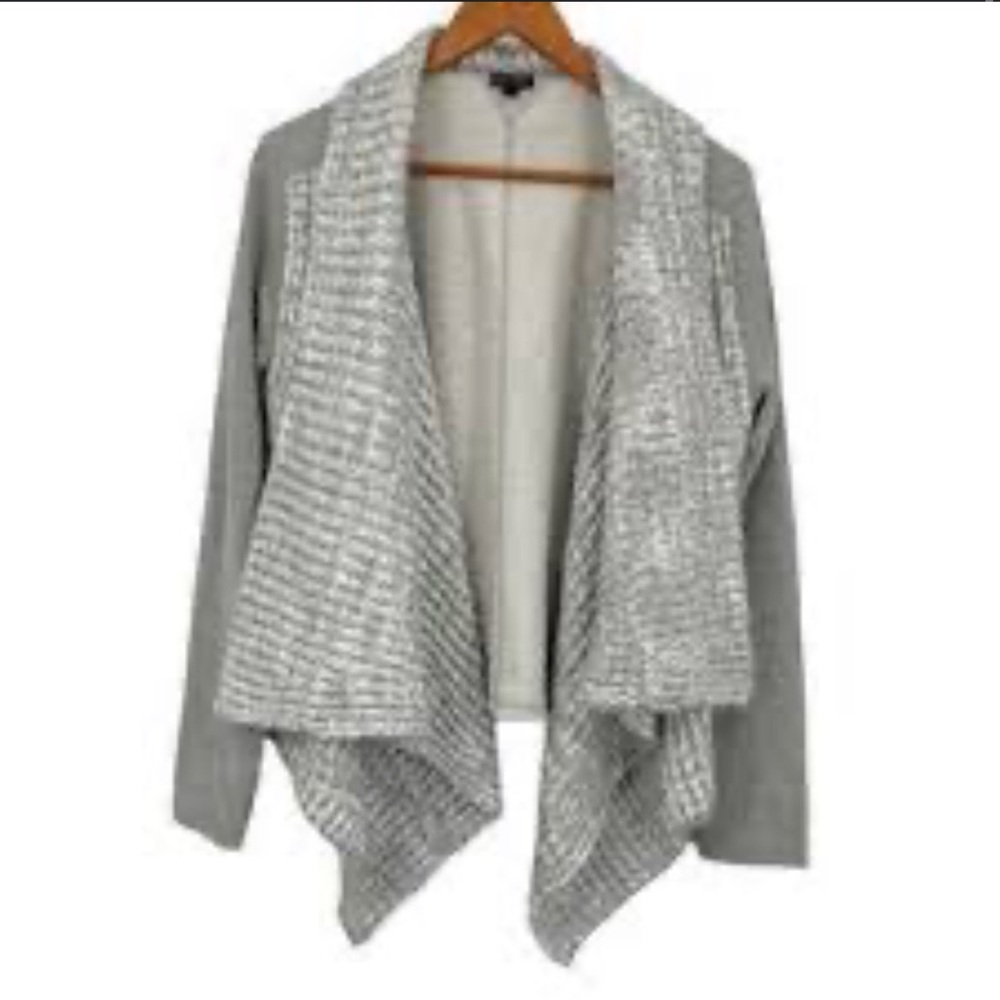 Coco + Carmen Light Gray Open Front Cardigan